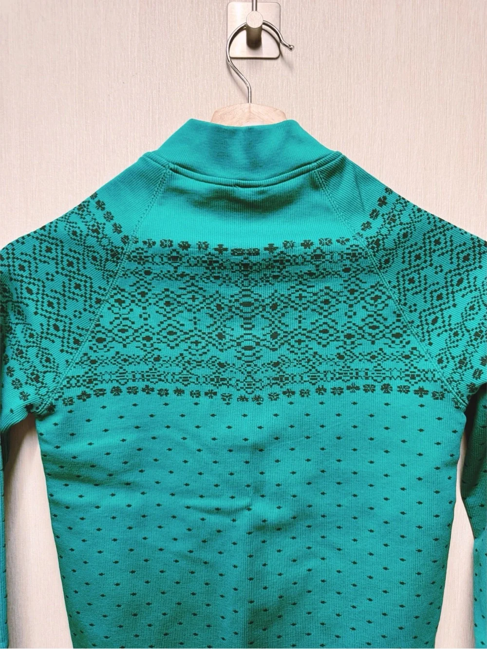NWT DSG Momentum Seamless 1/4 Zip Green Patterned Pullover, Size XS